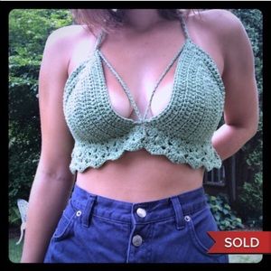 Sage Green Crocheted Vixen Top